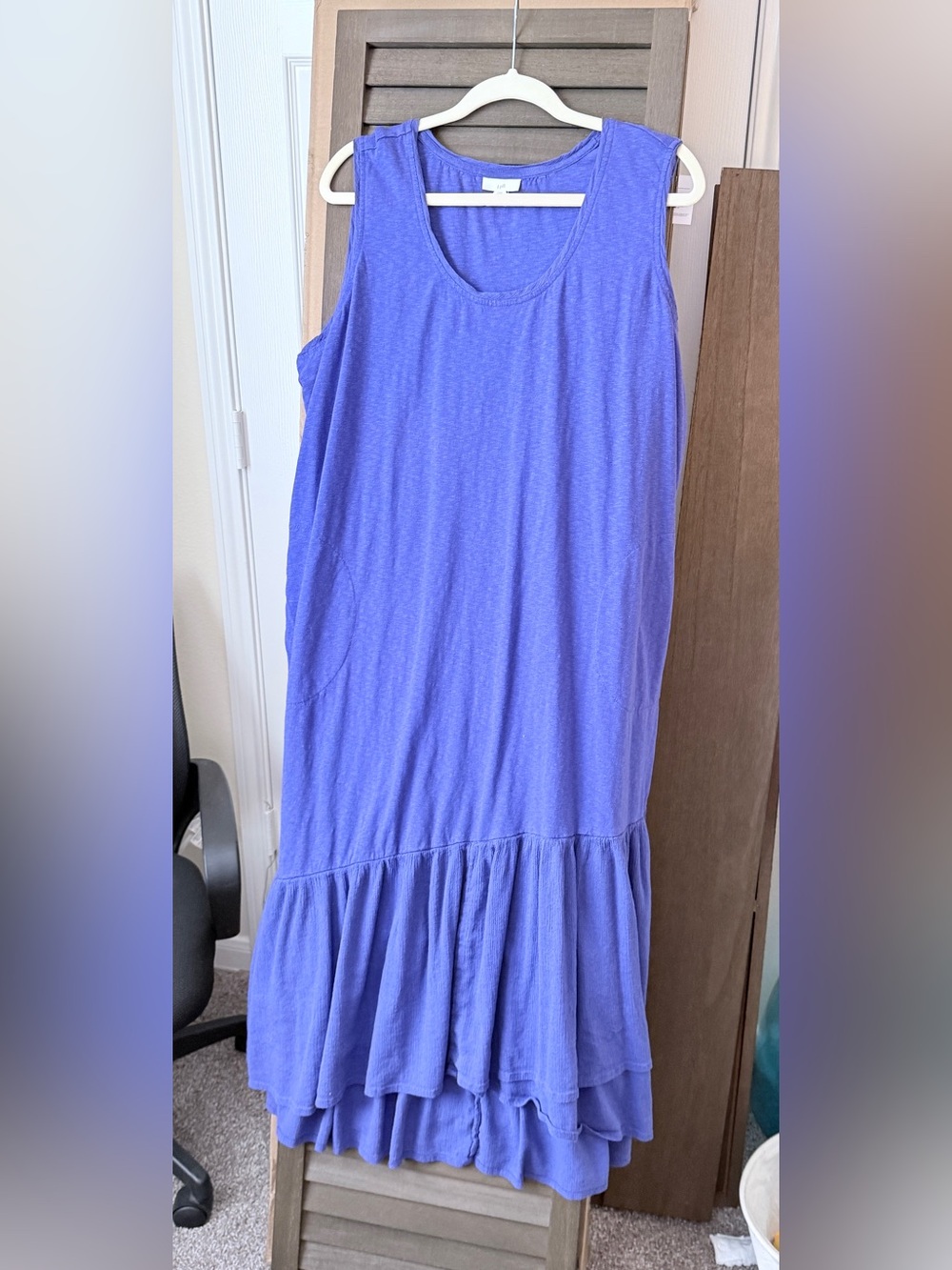 J Jill Sleeveless Ruffle-Hem Maxi Dress in Blue Size 20